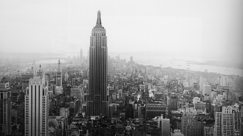 Foggy Midtown Manhattan in 1945 with Empire State Building center