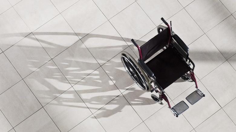 Empty wheelchair in hallway
