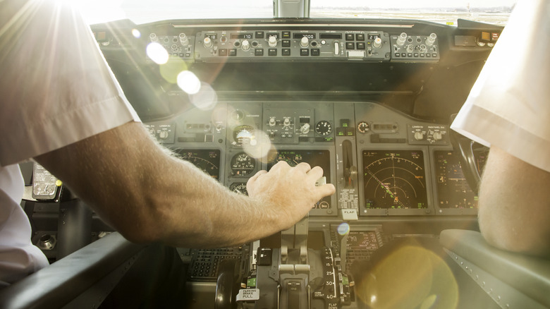 Captain and copilot in cockpit