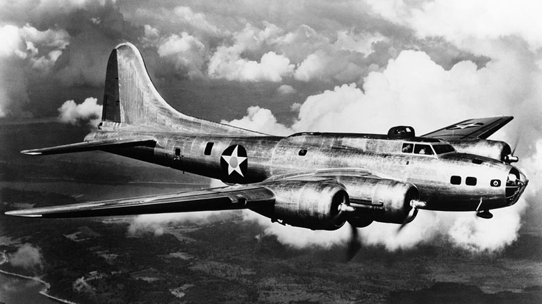 B-17E flying through clouds