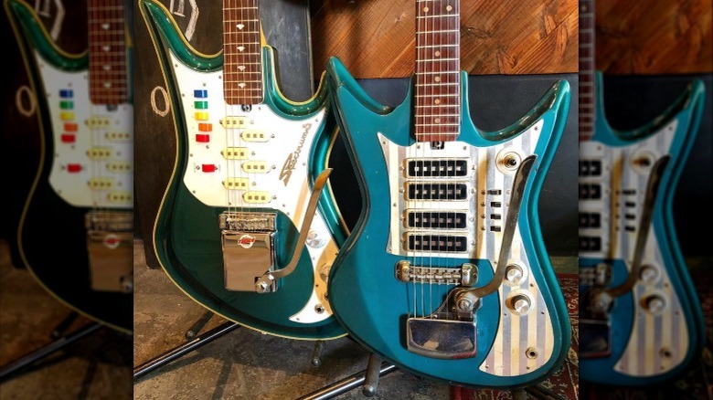 Teisco guitars at a shop