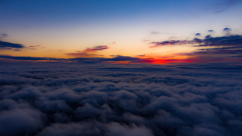 Expanse of clouds at sunset