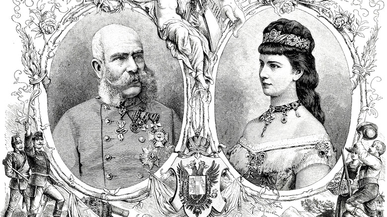 line drawing of Emperor and Empress