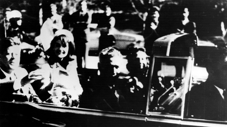 John F. and Jackie Kennedy in car on day of his assassination