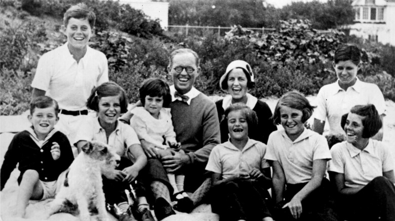 A young John F. Kennedy with his parents and siblings