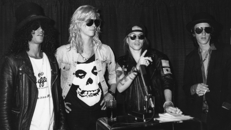 Guns 'N Roses in 1988 wearing sunglasses