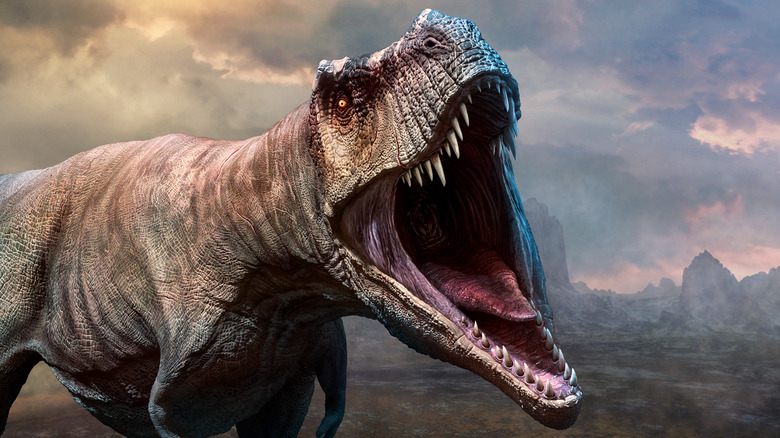 Tyrannosaurus rex baring its teeth