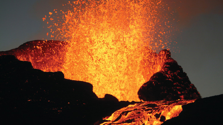 stock photo of a hawaiian volcano erupting