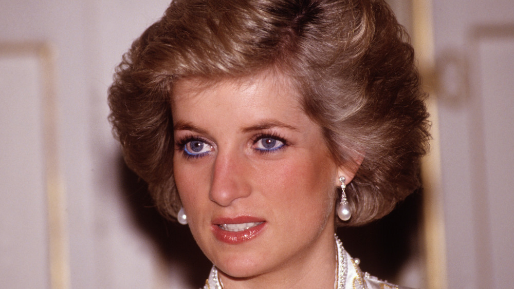 Princess Diana with pink lipstick