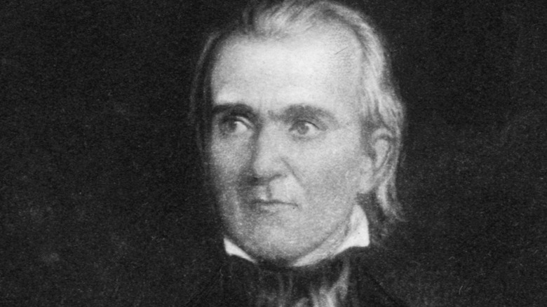 James K Polk looks to the right
