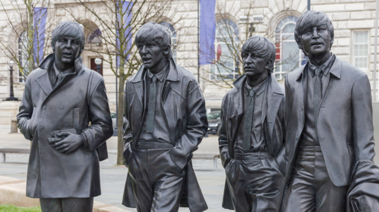 Bronze statues Beatles Liverpool Waterfront