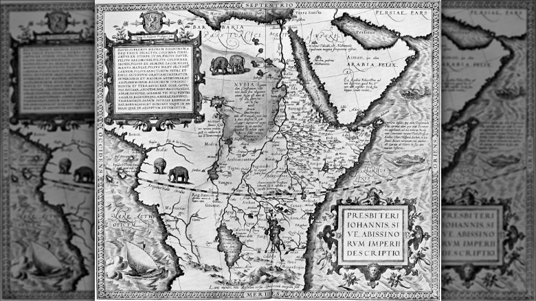 old map of Prester John's lands in Abyssinia