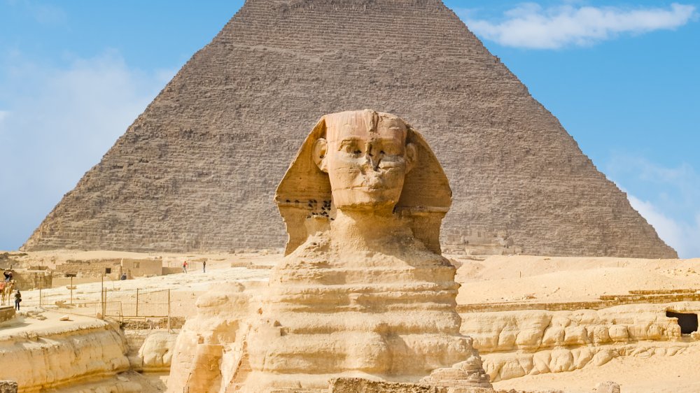 Great Sphinx of Giza under blue light