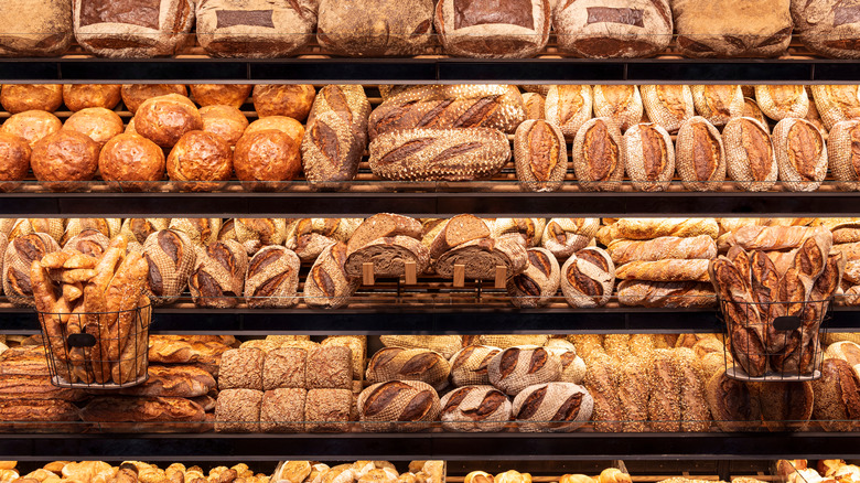 Breads on shelves