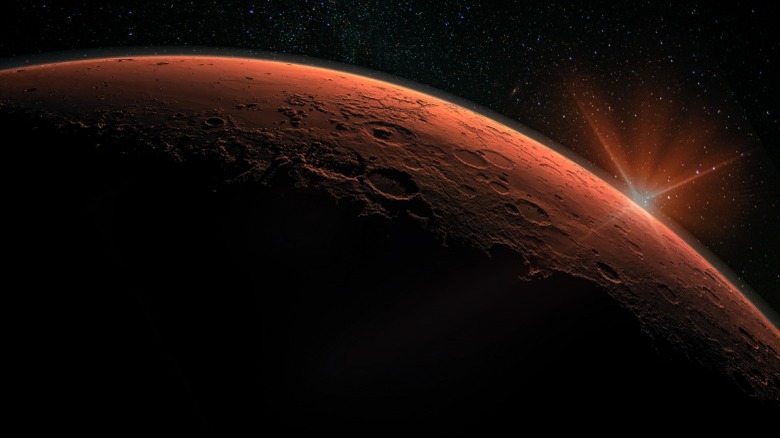 Sunrise over Mars from space