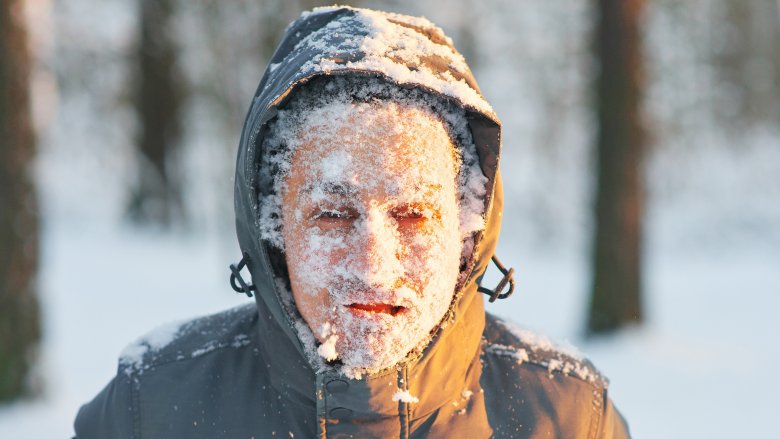 Frozen beard and glasses