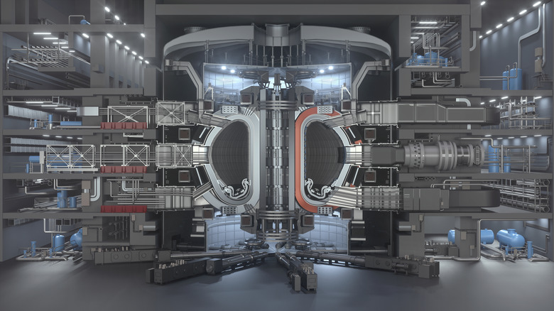 cross-section of tokamak fusion reactor
