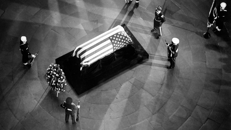 JFK's casket with guards