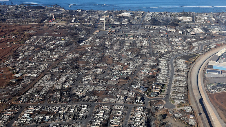 Lahaina, Maui burned-down townscape