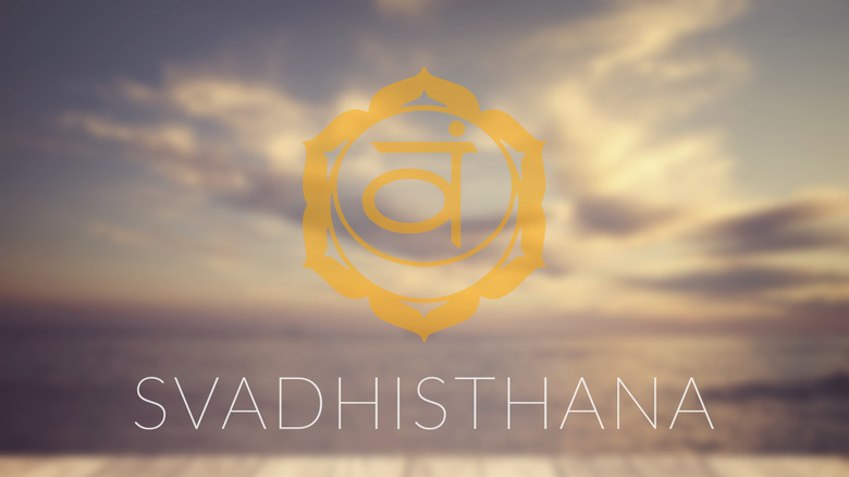 Symbol of Svadhisthana on cloudy sky