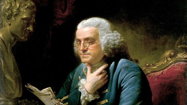 painting of Ben Franklin reading