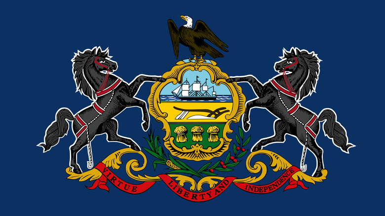 closeup of Pennsylvania state flag