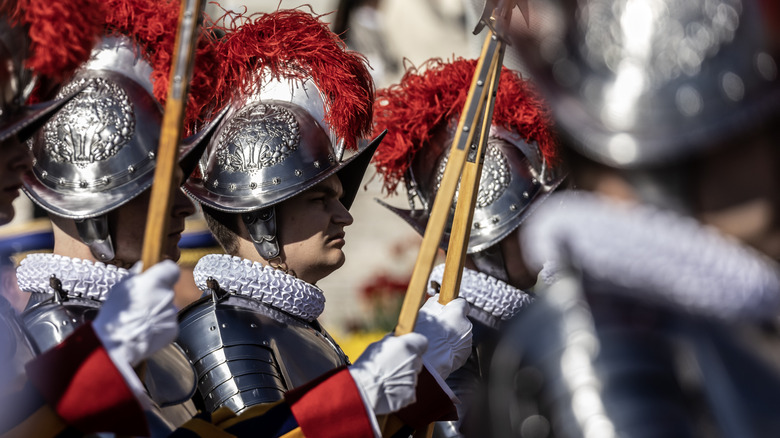 Armed Swiss Guard wearing armor