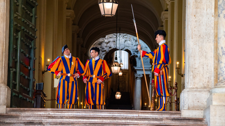 Swiss Guard standing guard outside door