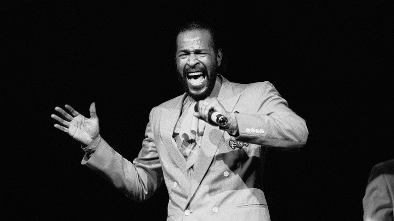 Marvin Gaye singing onstage in the 1980s