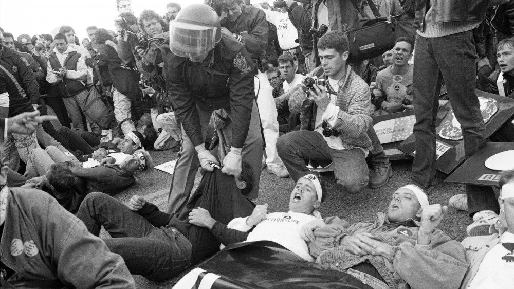 IDS activist group ACT UP (AIDS Coalition to Unleash Power) protest at the headquarters of the Food and Drug Administration (FDA)