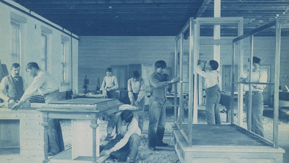 Carlisle Indian School with children building things