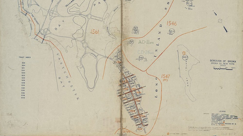 1950 Census Enumeration District Maps - New York City, Bronx County. Hart Island is in the lower right of the image