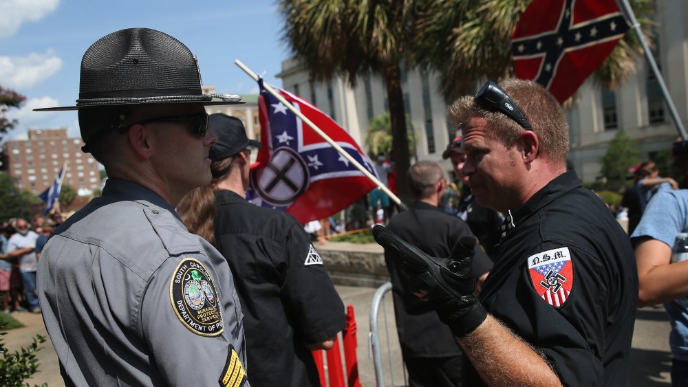 White supremacist talking to cop