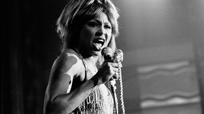 Tina Turner singing on stage