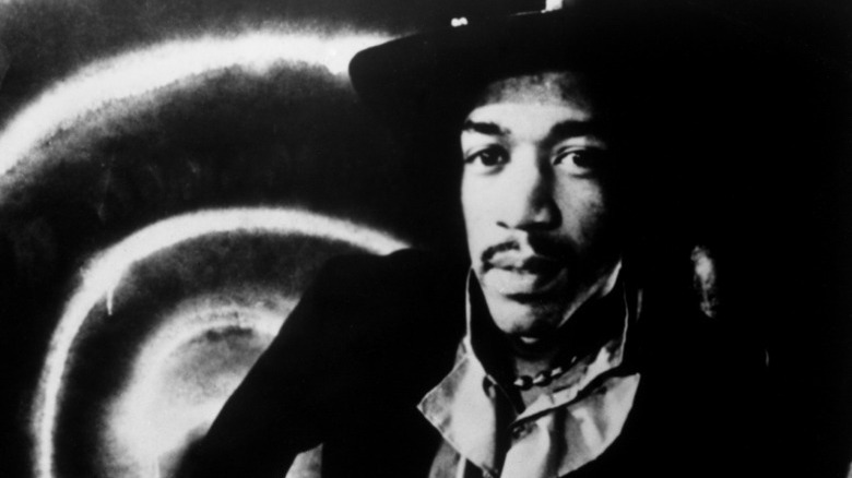 Jimi Hendrix looking solemn