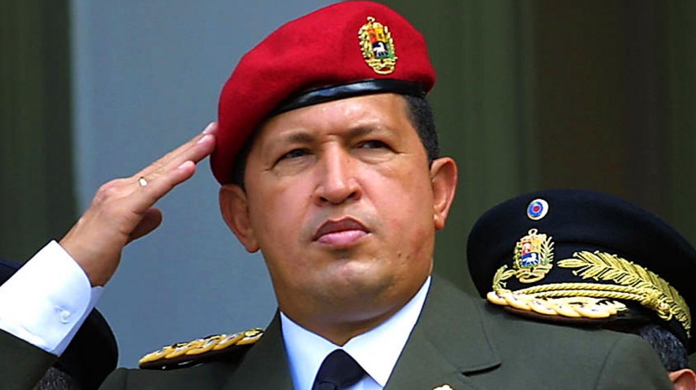 Hugo Chavez salutes