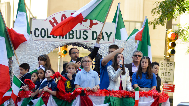 Columbus Day Parade on city street