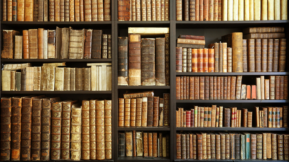 Old books on a shelf