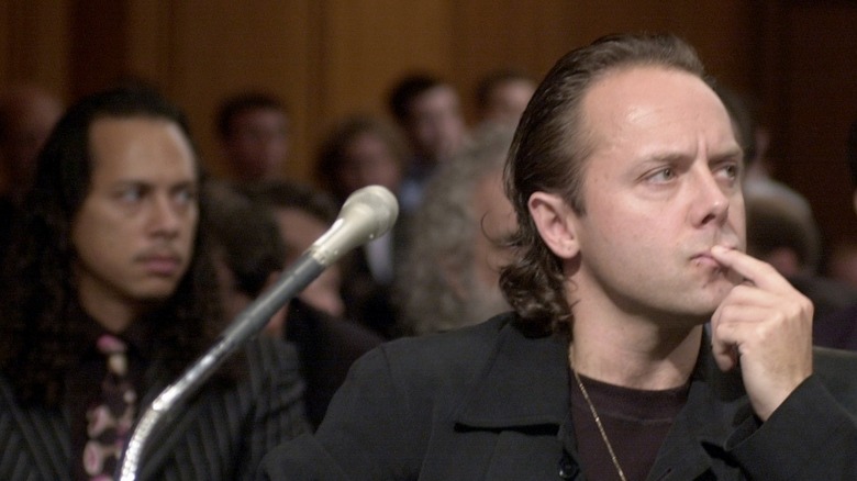 Lars Ulrich and Kirk Hammett in courtroom