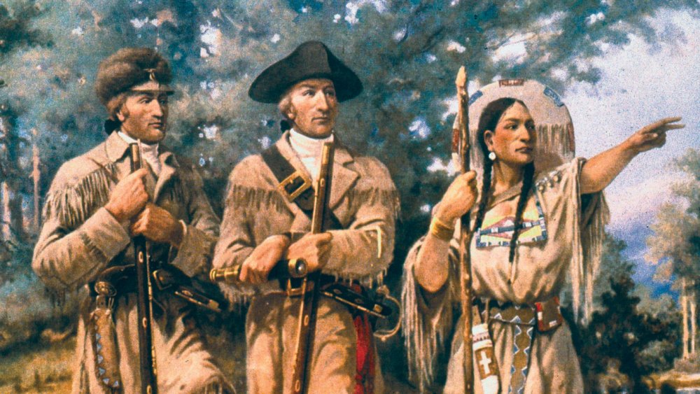 Portrait of Lewis, Clark, and Sacagawea