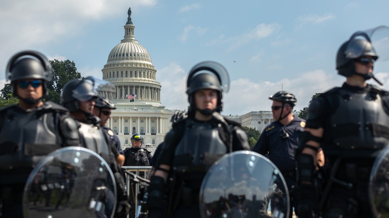 Capitol Police stand guard on September 18