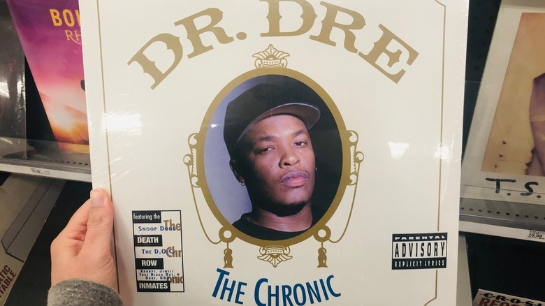 hand holding The Chronic vinyl
