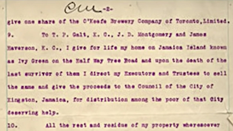 A photograph of Charles Millar's will