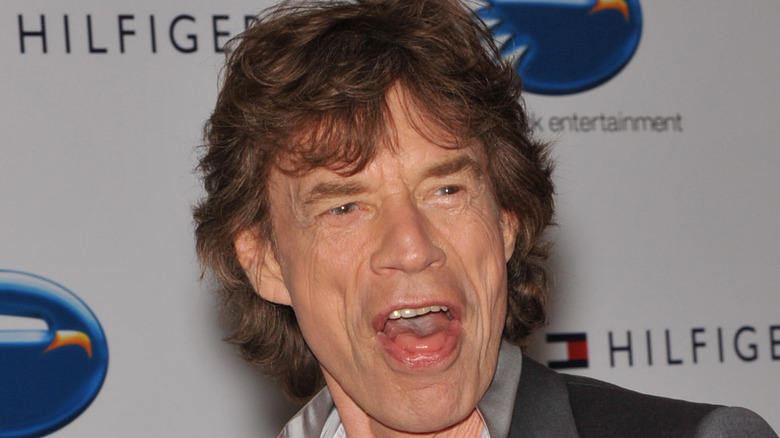 Mick Jagger with his mouth open