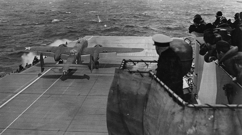 doolittle prepares to take off from aircraft carrier