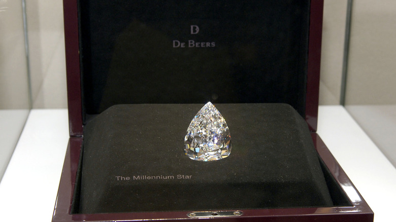 De Beers Millennium Star diamond in case.