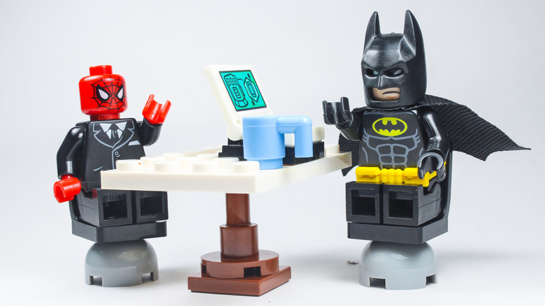 LEGO Spider-Man and Batman in a job interview