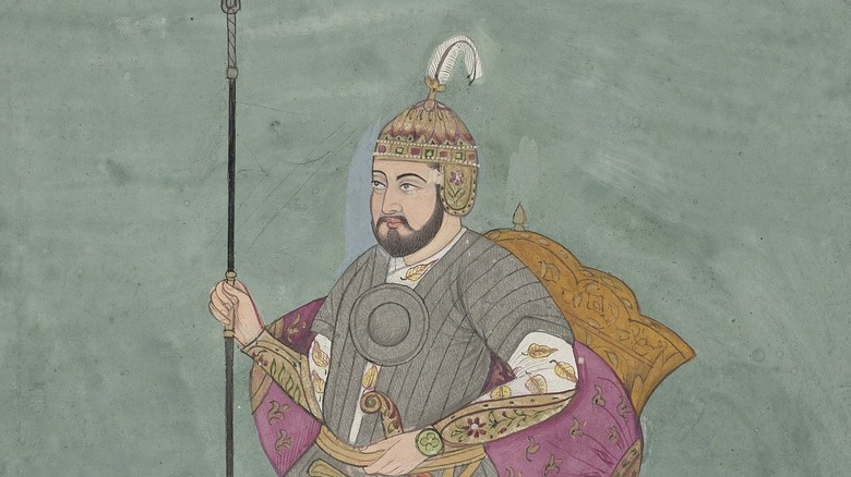 Painting of Timur holding staff