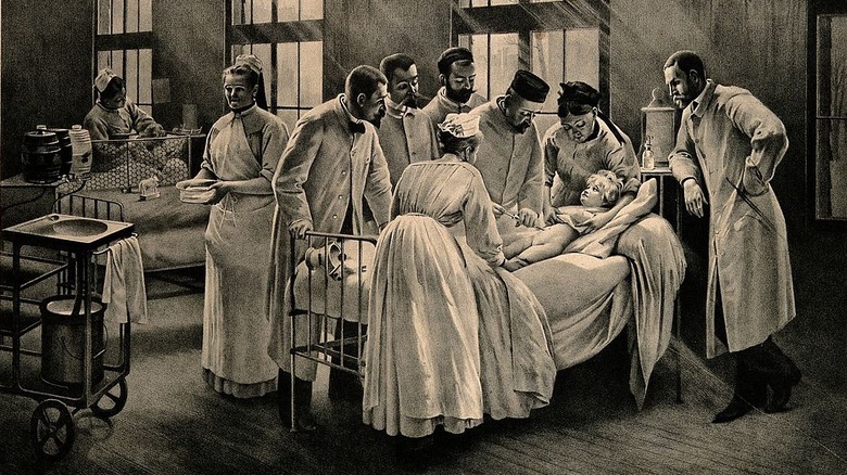 Doctors giving an injection to treat croup