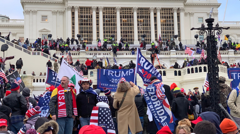 protesters on Capitol steps on January 6, 2021